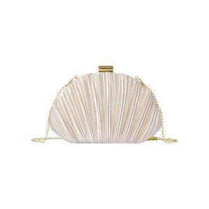 Seashell Pleated Evening Purse - Wedding Crossbody Bag (Apricot)